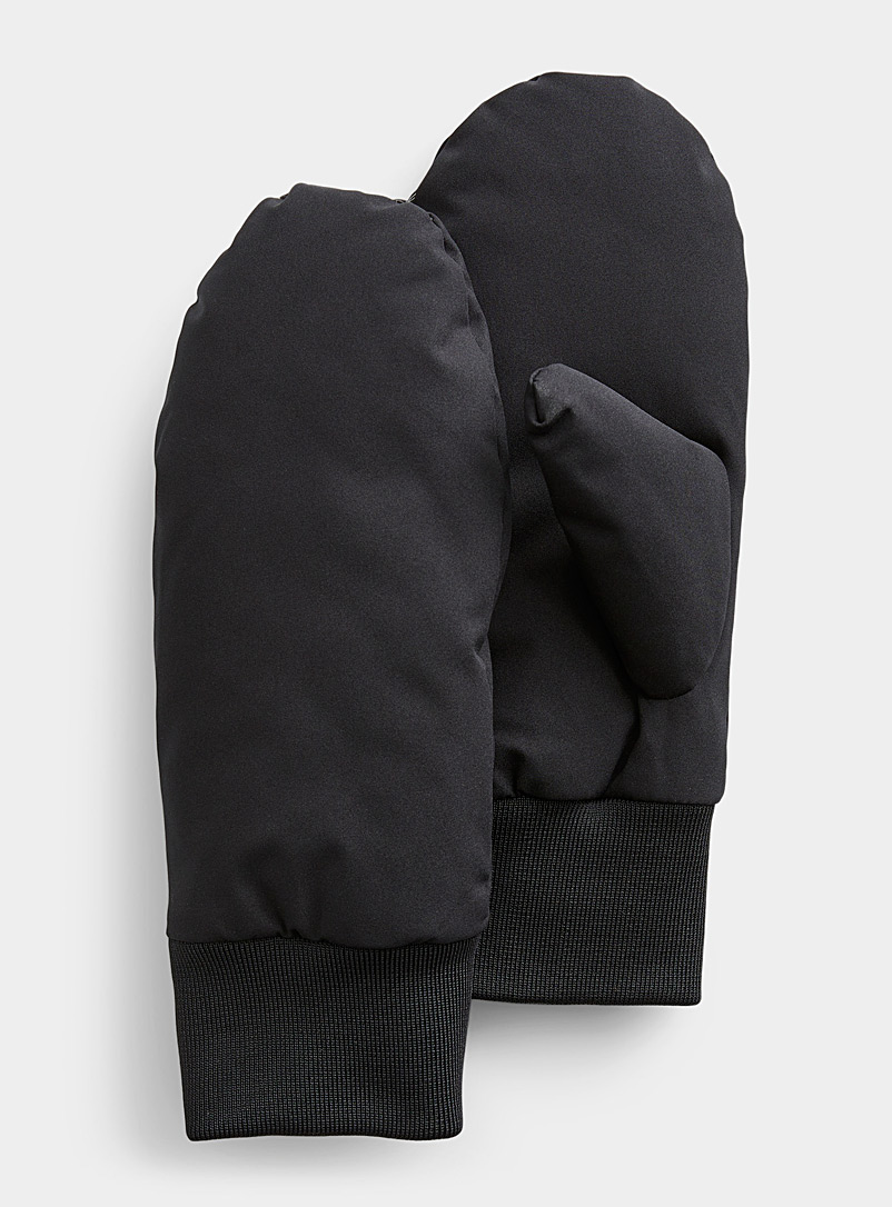 Simons Black Ribbed-cuff solid mittens for women