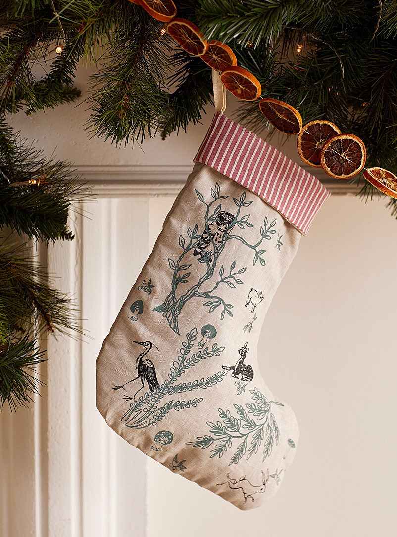 La fée raille Light Grey Country-style pattern Christmas stocking