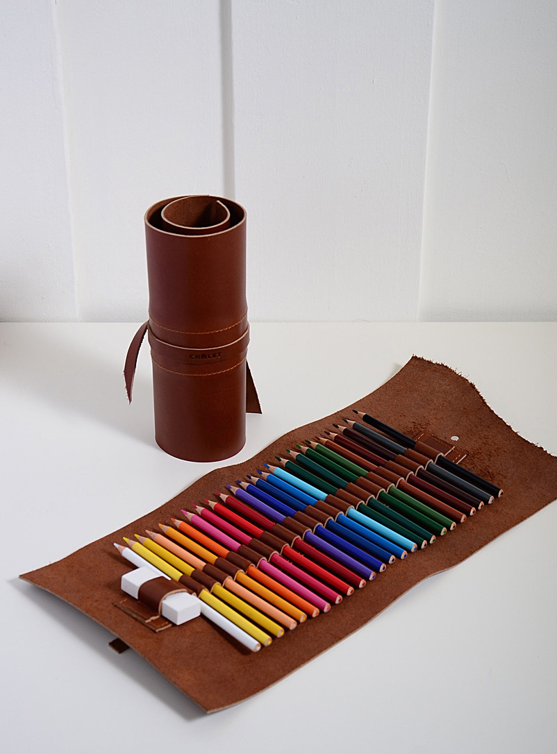 Atelier Chalet Brown Roll-up leather art supply kit