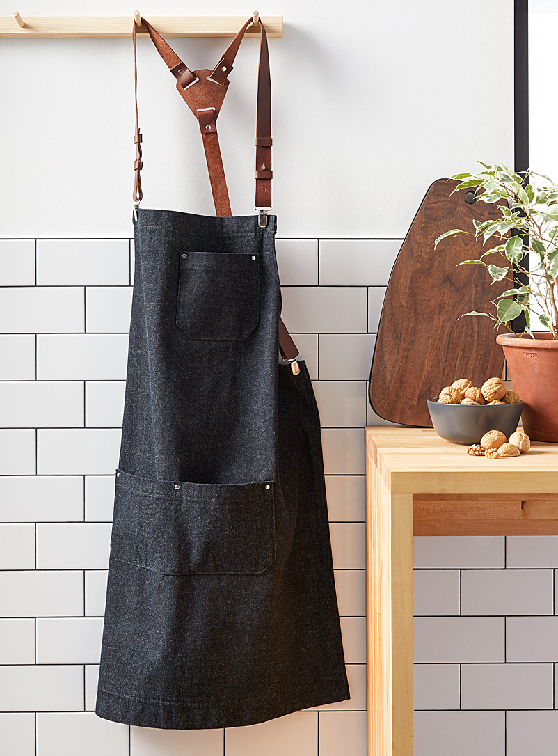 Atelier Chalet Navy/Midnight Blue Denim and leather apron
