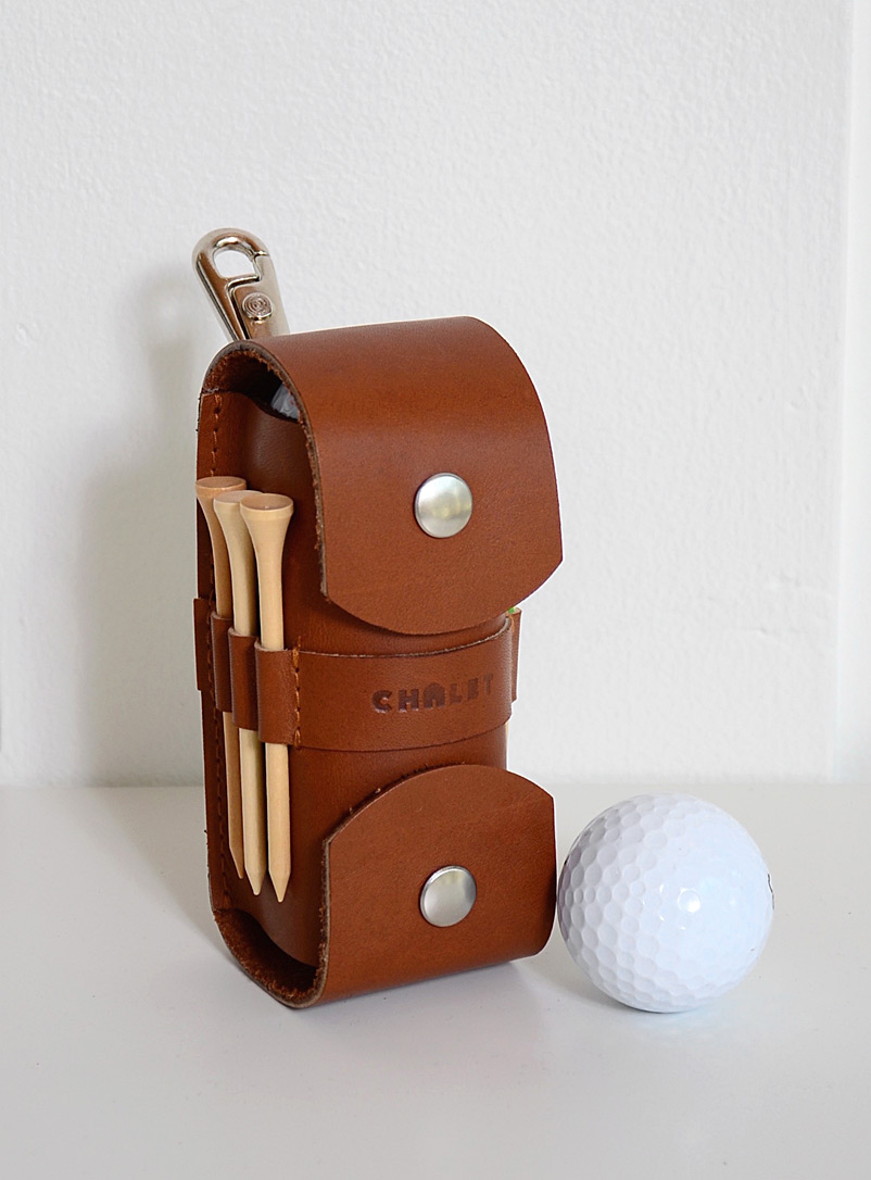 Atelier Chalet: La trousse du golfeur en cuir Inclut 6 tés et 3 balles Brun