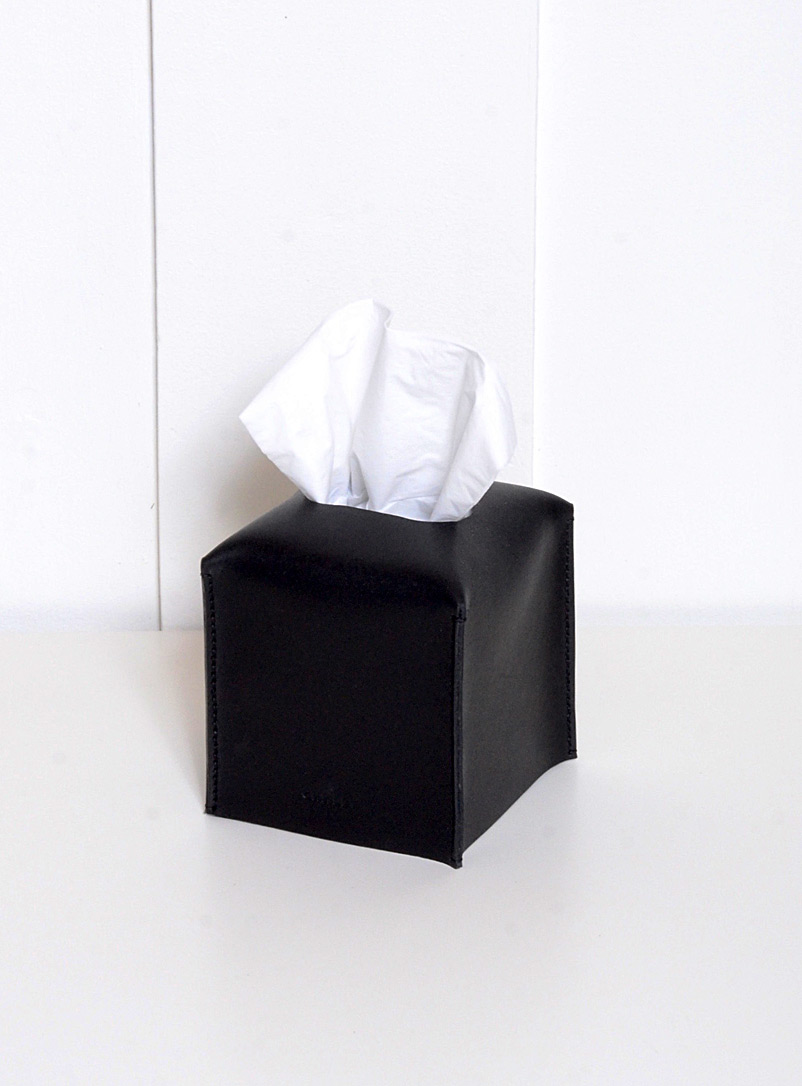 Atelier Chalet Black Cubic leather tissue box cover