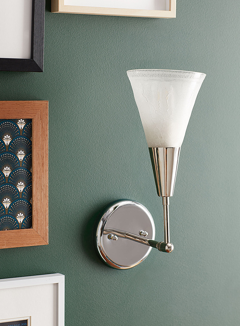 Boutiverre White Latte cone recycled blown glass wall sconce