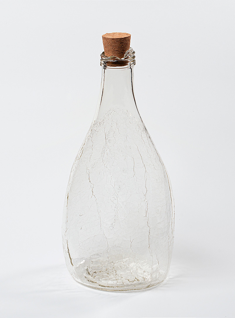Boutiverre Transparent Crackled recycled blown glass maple syrup bottle