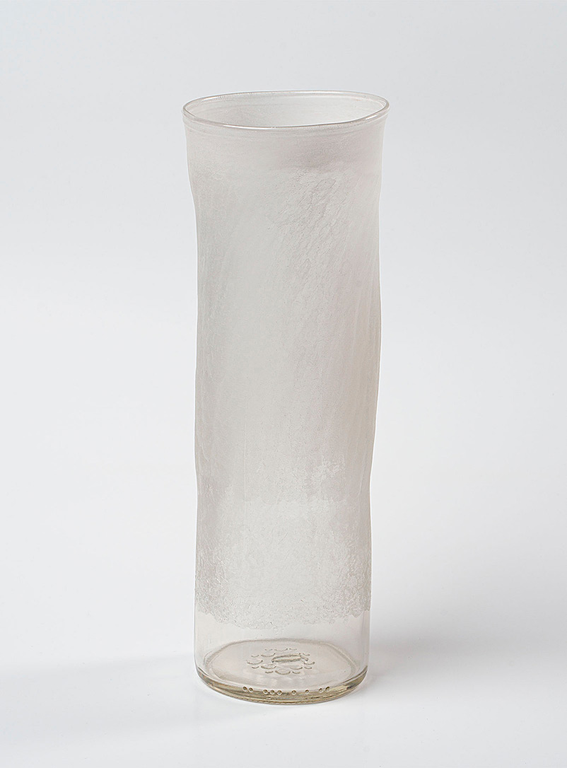 Boutiverre: Le vase latté en verre soufflé recyclé 25,5 cm de haut Opaque