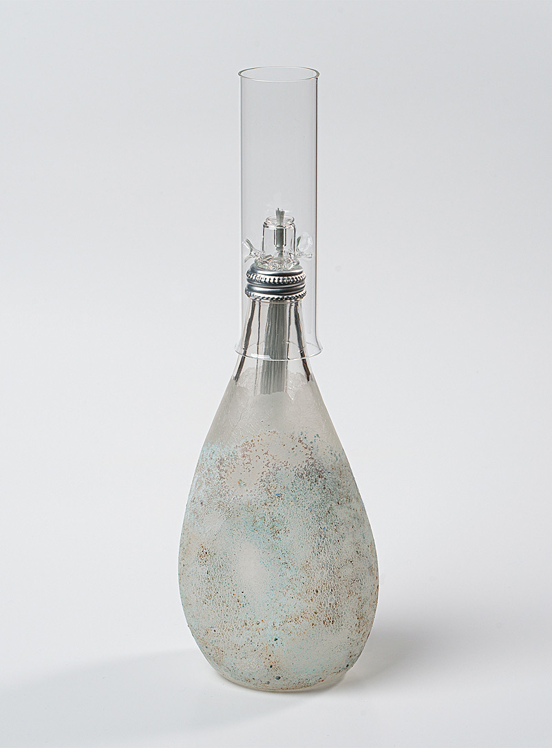 Boutiverre: La petite lampe à huile cendrée en verre soufflé recyclé Cendré