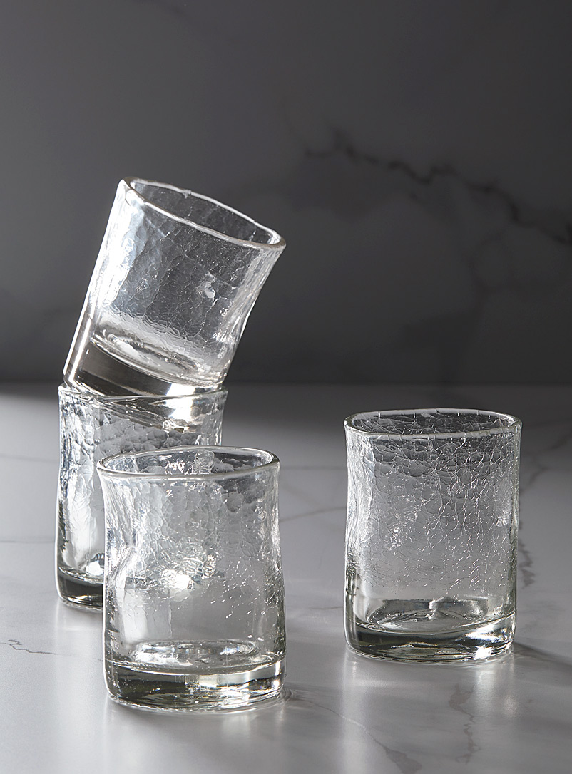 Boutiverre: Les verres à spiritueux craquelés en verre soufflé recyclé Divers ensembles offerts Transparent