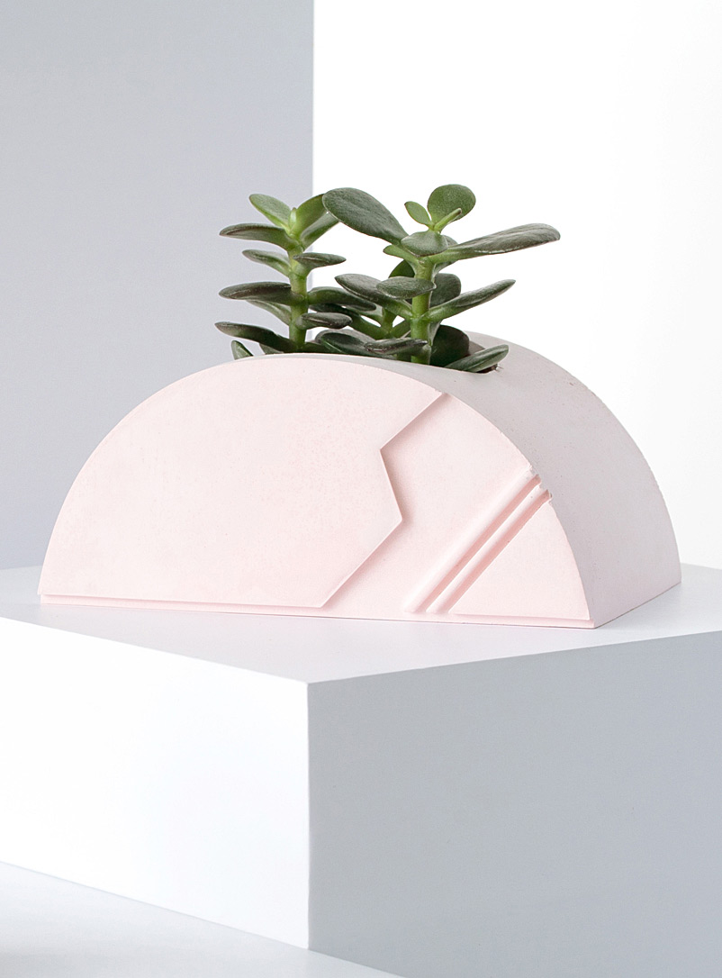 Collage Studio Pink Raw half-circle planter 2.75-in opening