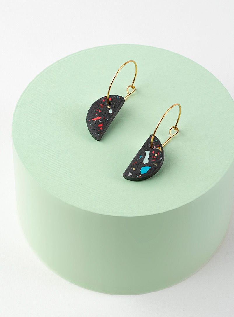 Collage Studio Black Terrazzo semi-circle earrings