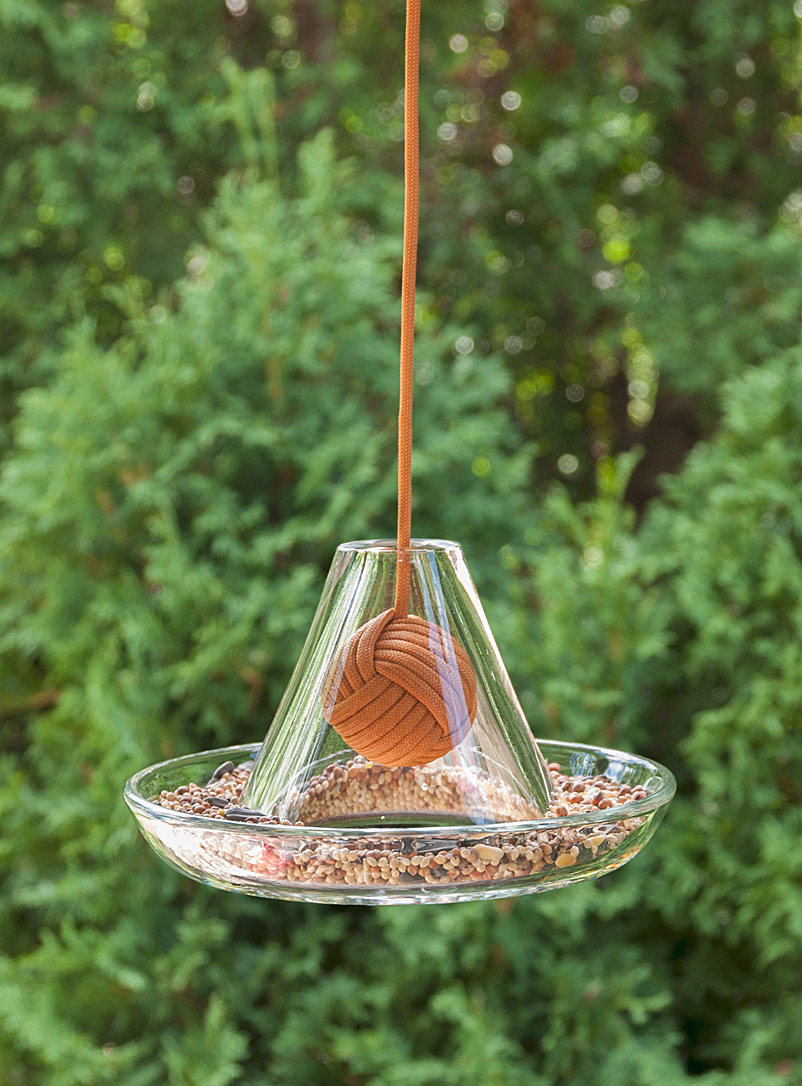 Bukurah: La mangeoire à oiseaux en verre soufflé noeud Orange