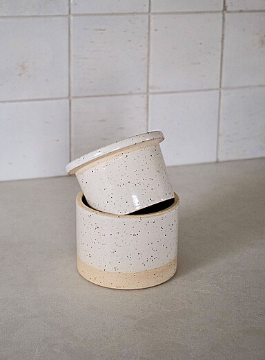 Glazed stoneware French butter dish