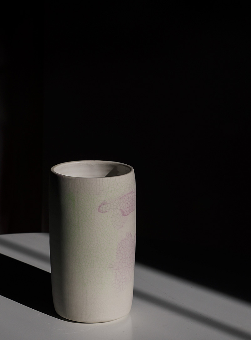Meg Does Pottery Assorted Coloured crackled small porcelain vase 14 cm tall