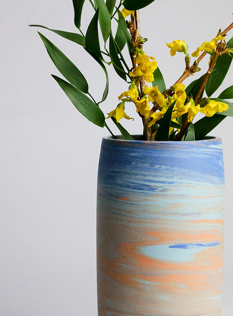 Meg Does Pottery Blue Diffuse colours small porcelain vase 14 cm tall