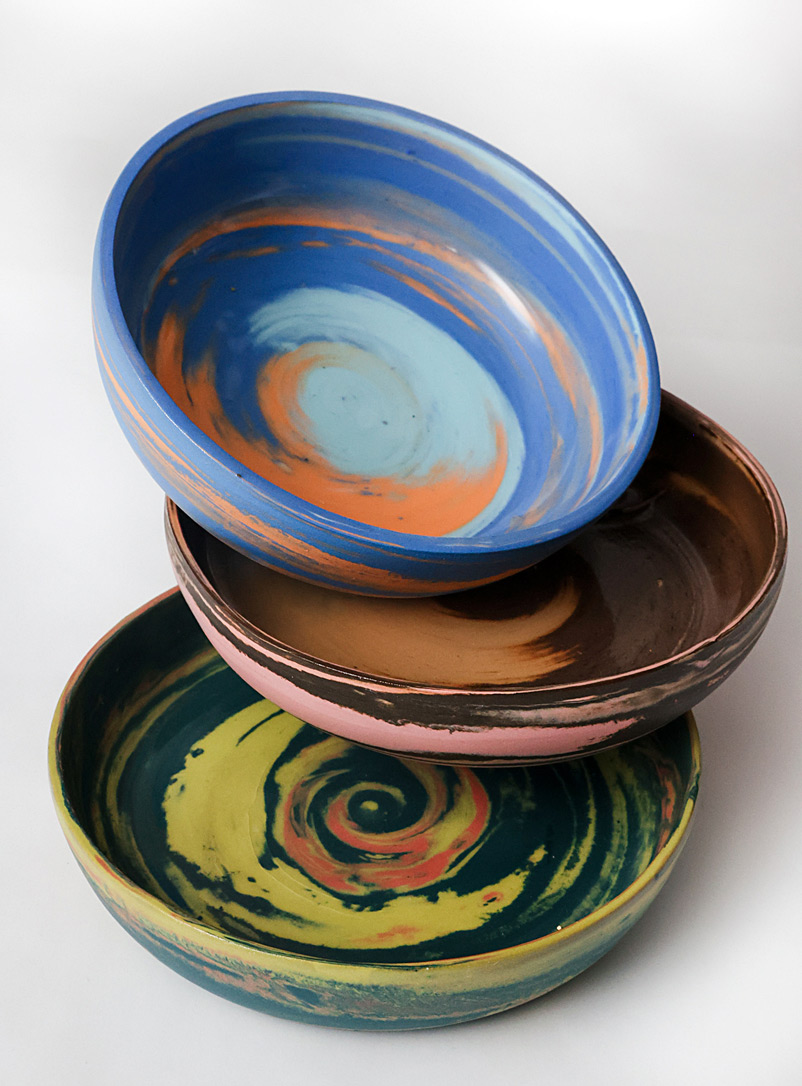Meg Does Pottery: Le bol de porcelaine couleurs diffuses Bleu