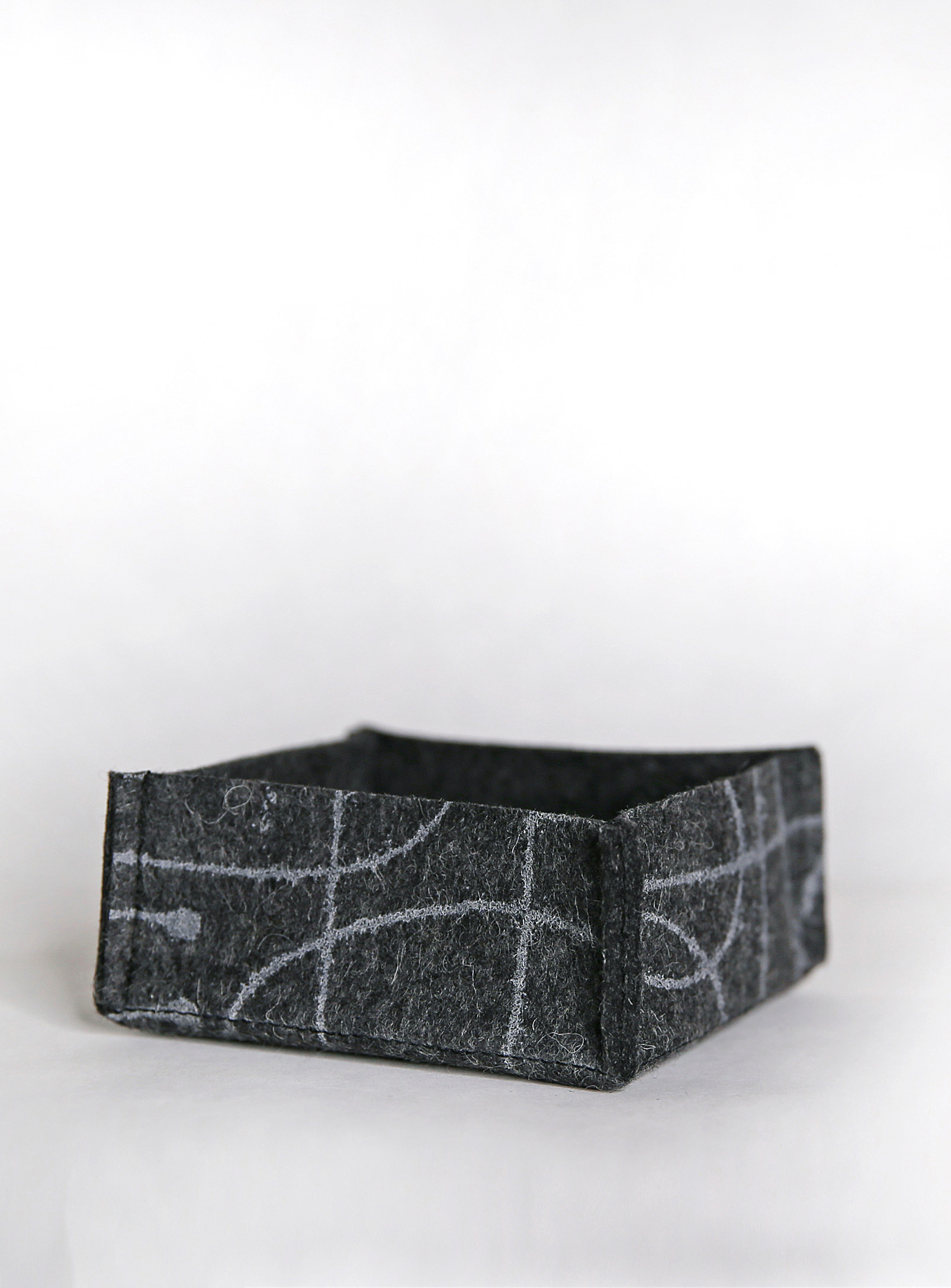 Lorraine Tuson Graphic Merino Wool Felt Storage Box See Available Sizes In Charcoal