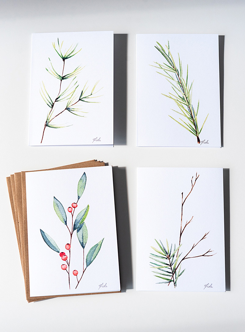 Fiola Assorted Conifers greeting cards Set of 4