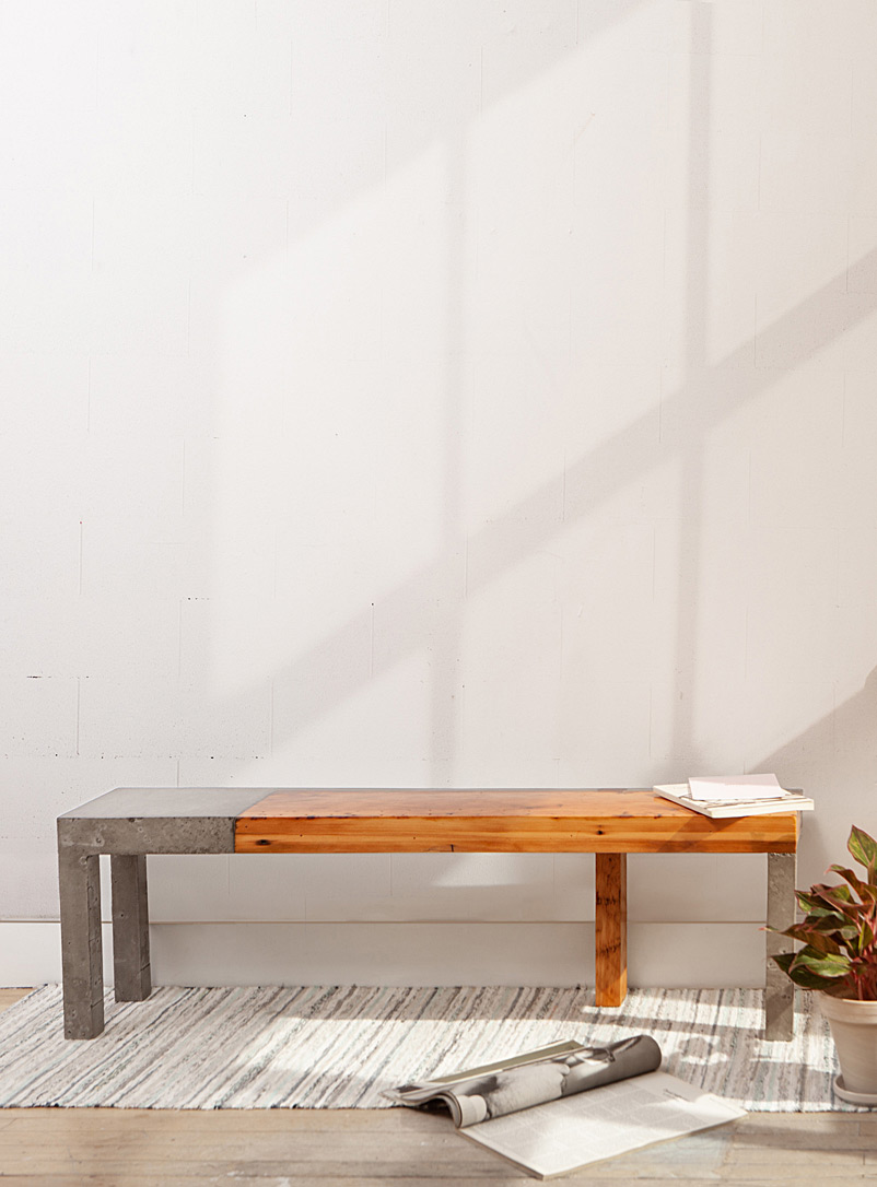 Raphaël Zweidler Concrete and wood  Murray Bill wood and concrete indoor bench 3 lengths available