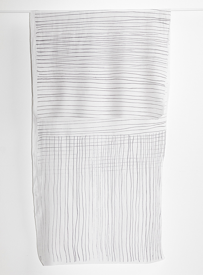 Tania Love: Le foulard Breeze ligné 2 formats disponibles Blanc