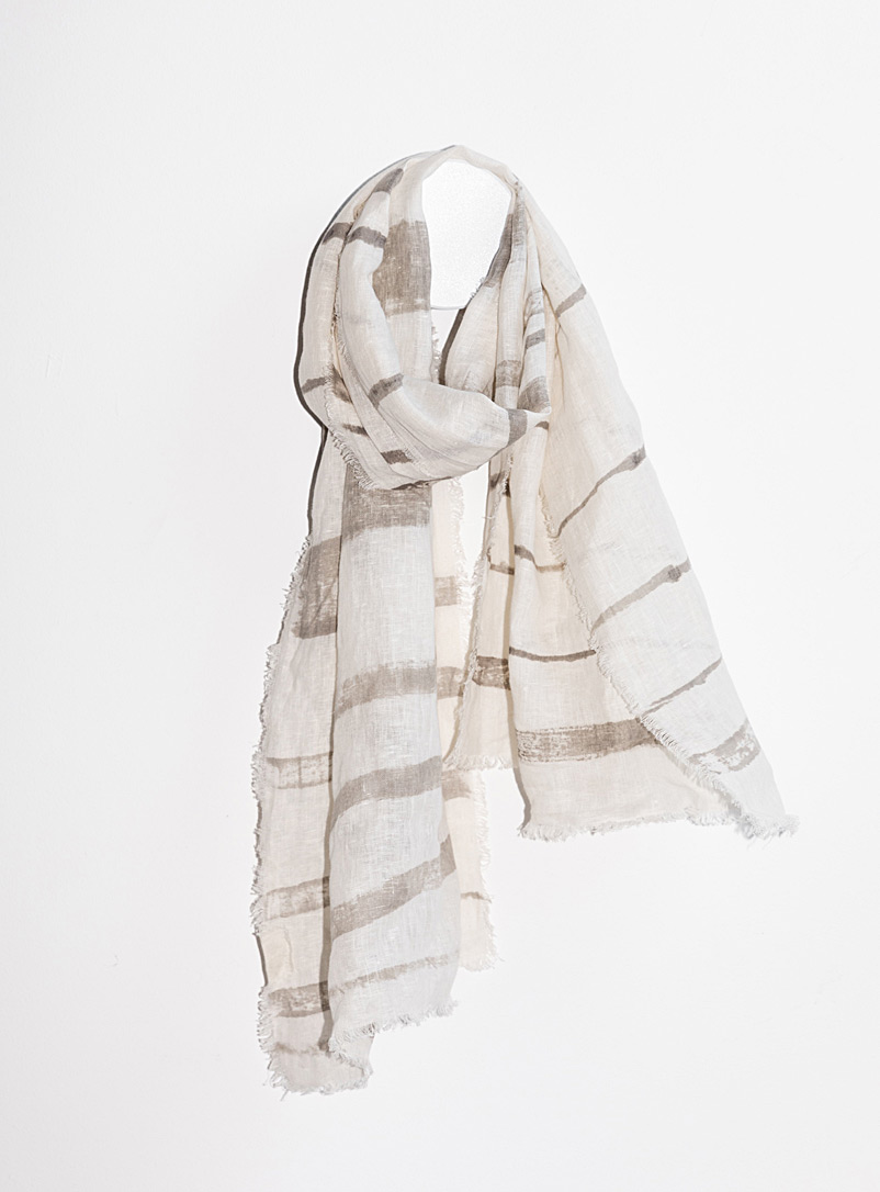 Tania Love: Le foulard Shoreline rayé 2 formats disponibles Gris pâle
