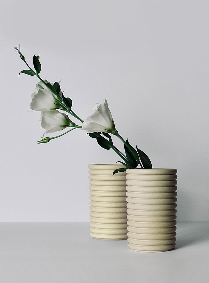 DA Ceramics Ecru/Linen Gerippt vase 13.5 cm high