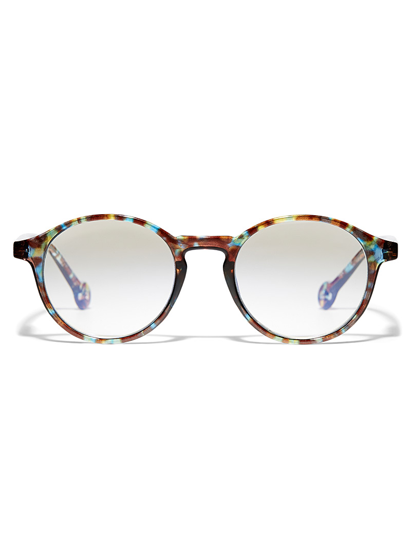 Parafina: Les lunettes de lecture rondes Volga Bleu à motifs pour femme