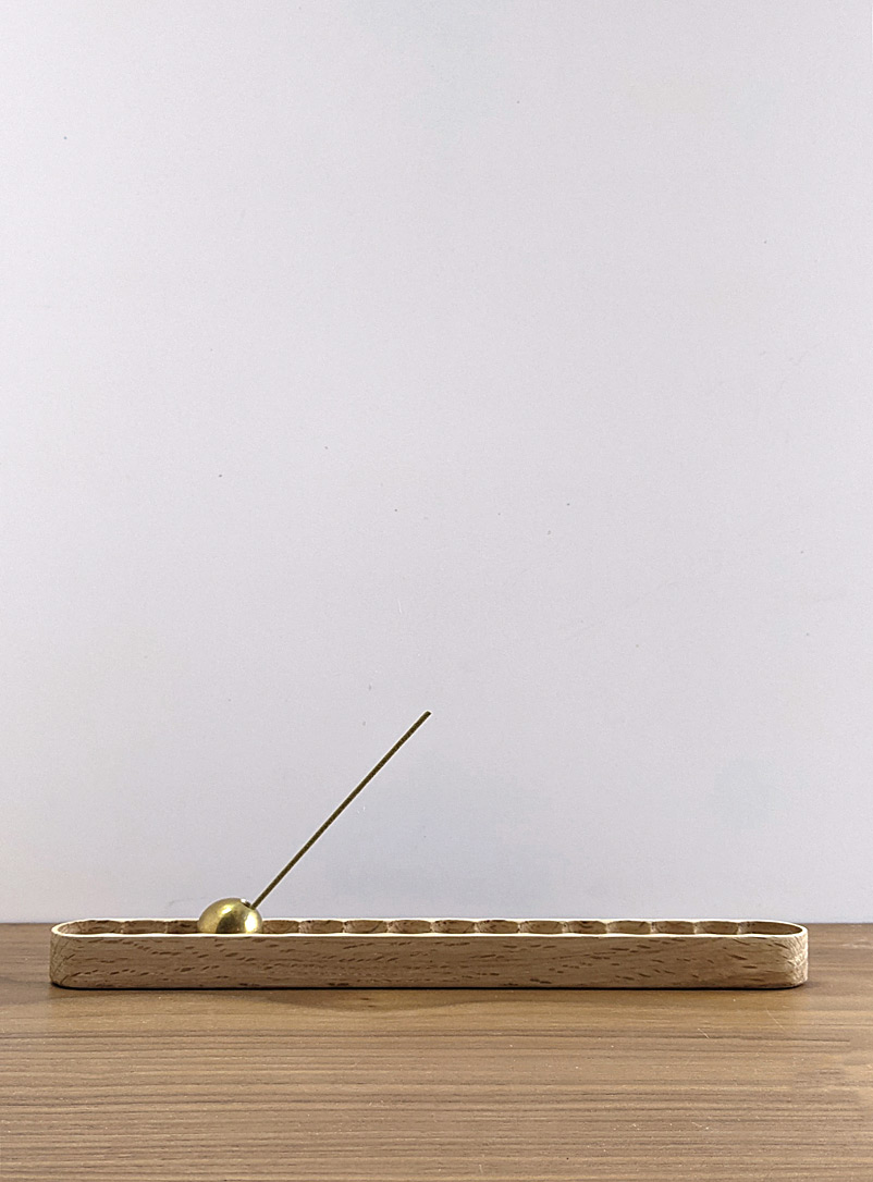 Rekindle Assorted Bead on oak platter incense holder