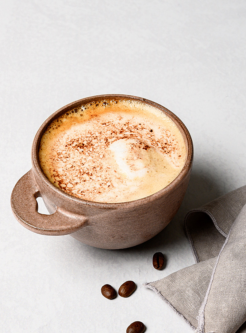 Roxane Charest céramique: La tasse à cappuccino en grès méandres Rose