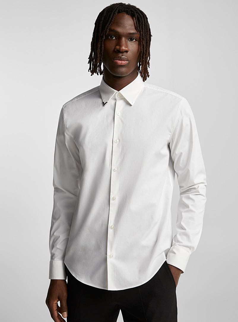 HUGO: La chemise Ermo pointes métalliques Blanc pour homme