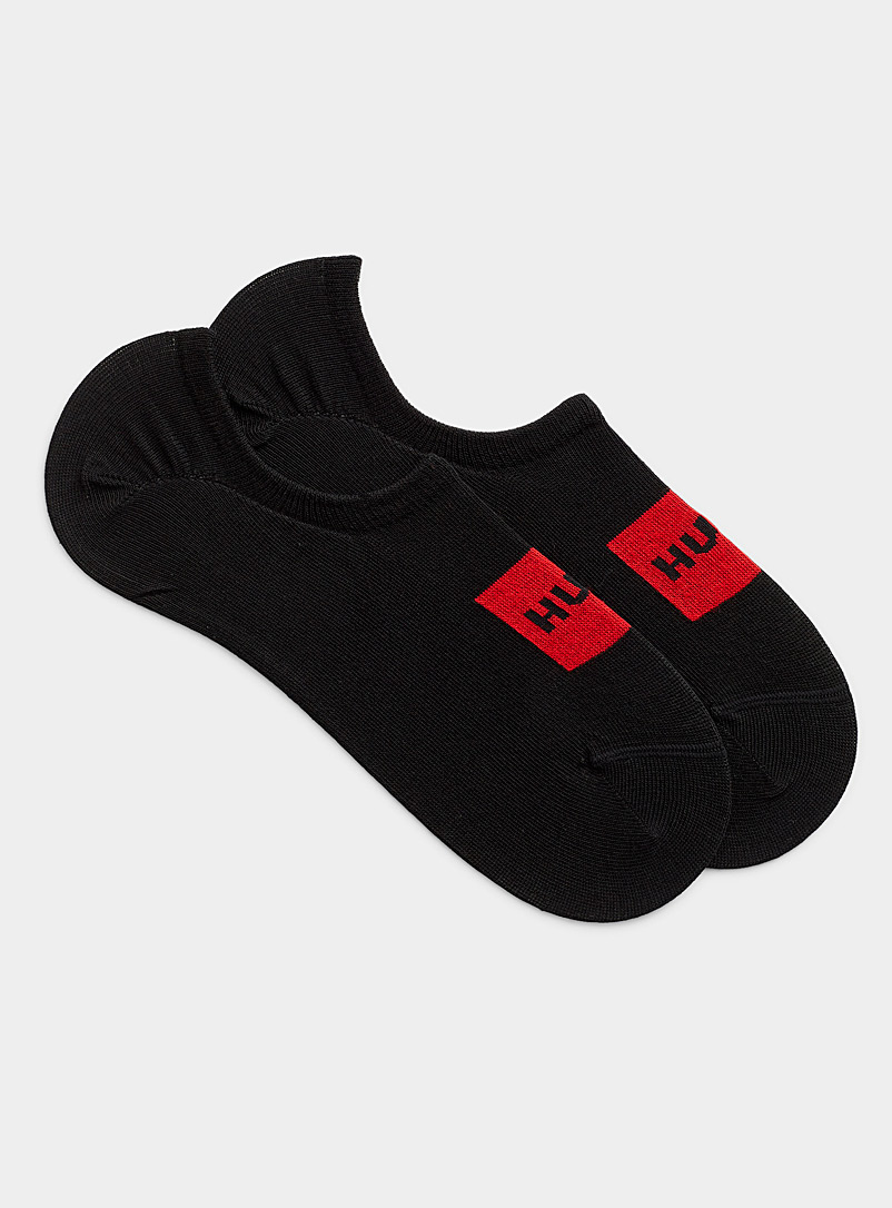HUGO Black Logo block ped socks 2-pack for men