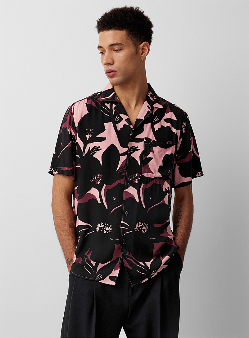 HUGO Pink Floral macro cabana shirt for men