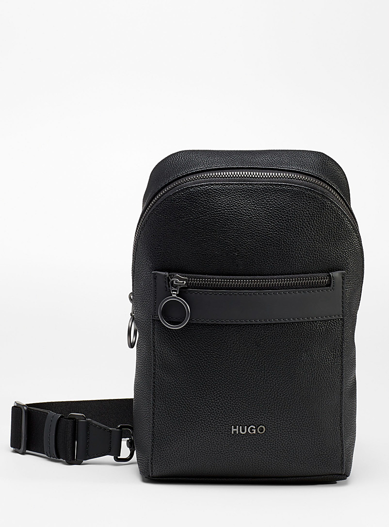 HUGO Black All-over black shoulder bag for men