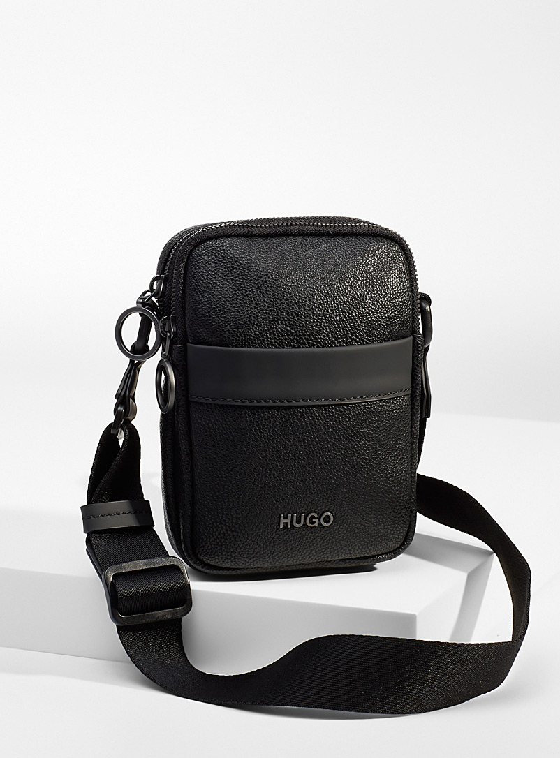 HUGO Black Small recycled camera bag for men