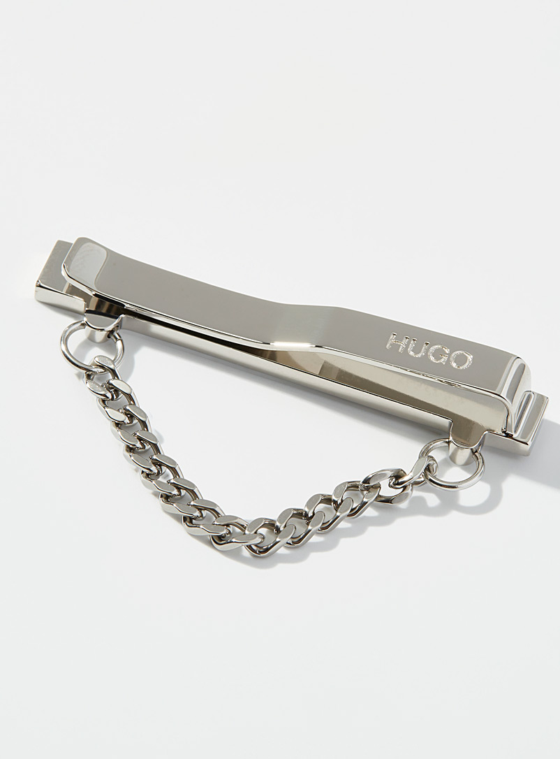 HUGO: La pince à cravate chaîne métallique Argent pour homme