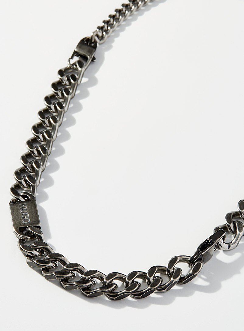 HUGO Silver E-Functional necklace for men