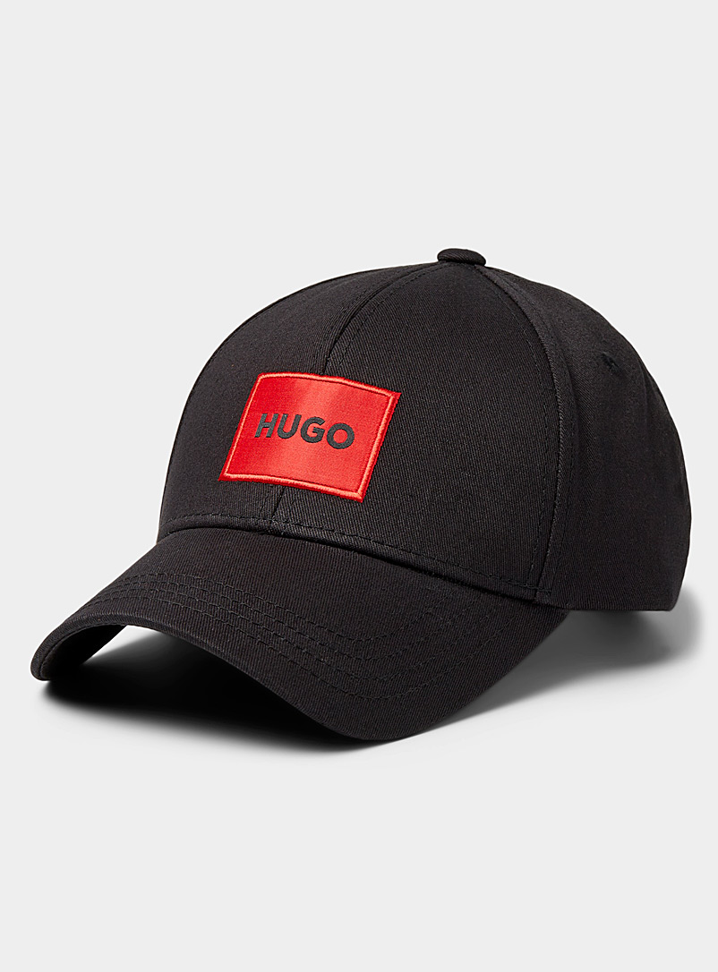 HUGO Black Red patch baseball cap for men