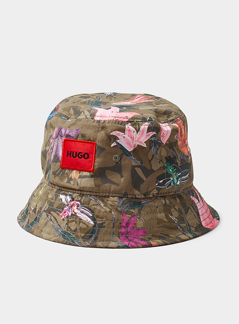 HUGO Patterned Green Floral camo bucket hat for men