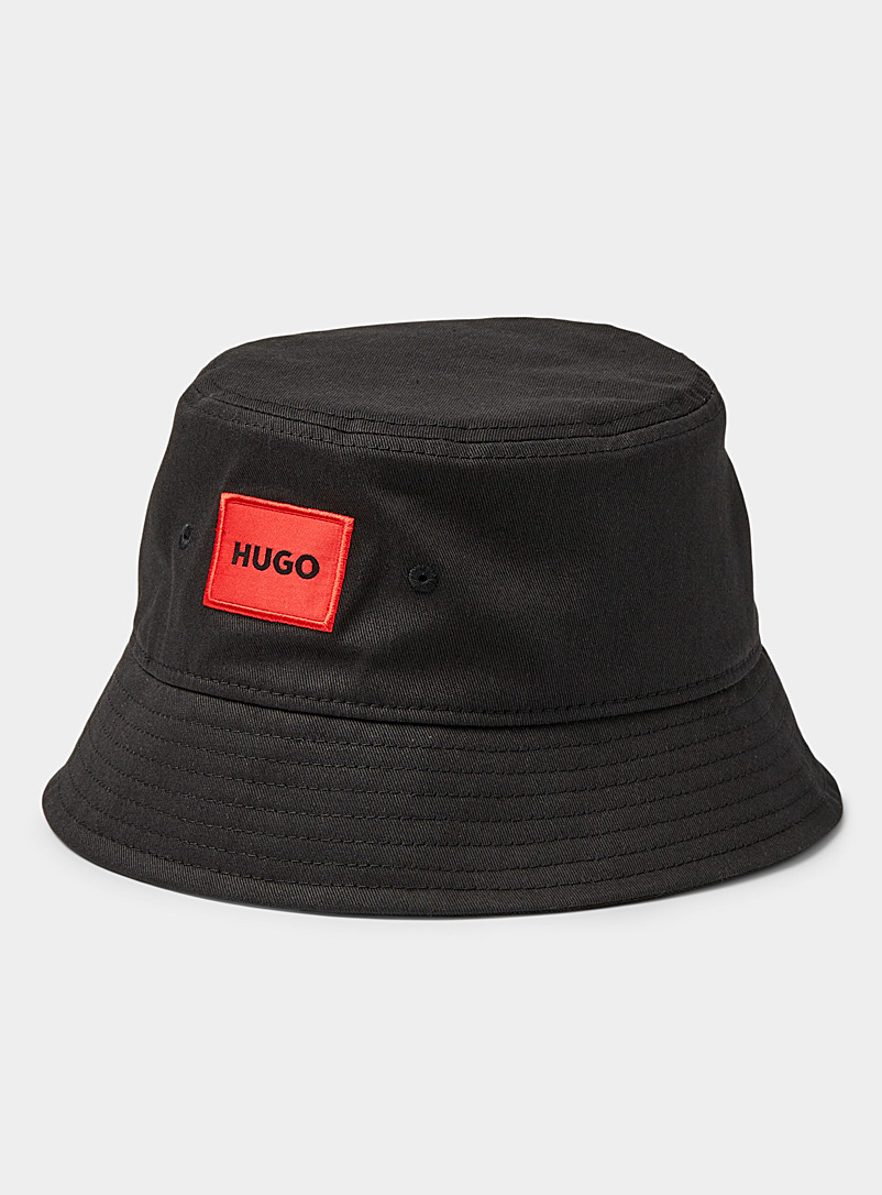 HUGO Black Red patch bucket hat for men