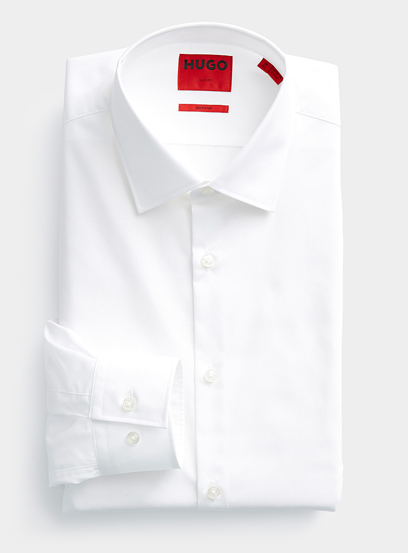 HUGO: La chemise unie Kenno Coupe ajustée Blanc pour homme