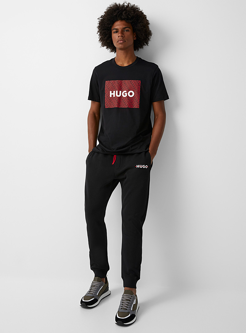 HUGO Black Fleece-lined Danks jogger for men
