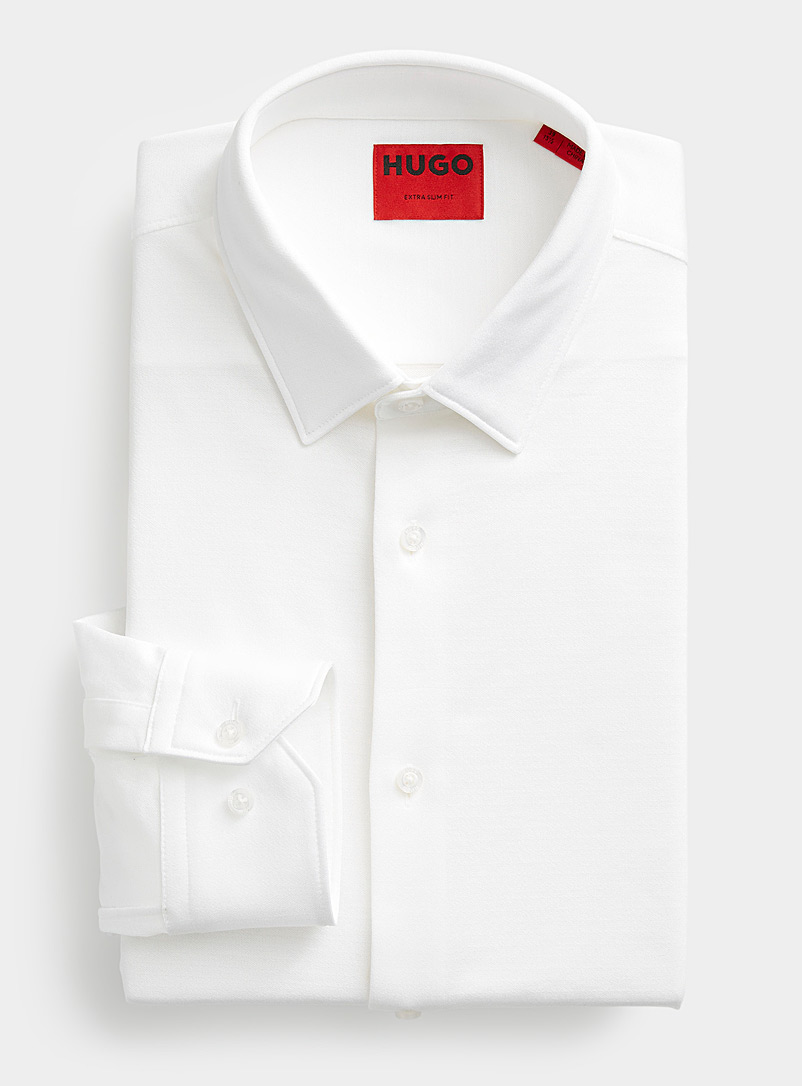 HUGO: La chemise jersey Elisha Coupe ajustée Blanc pour homme