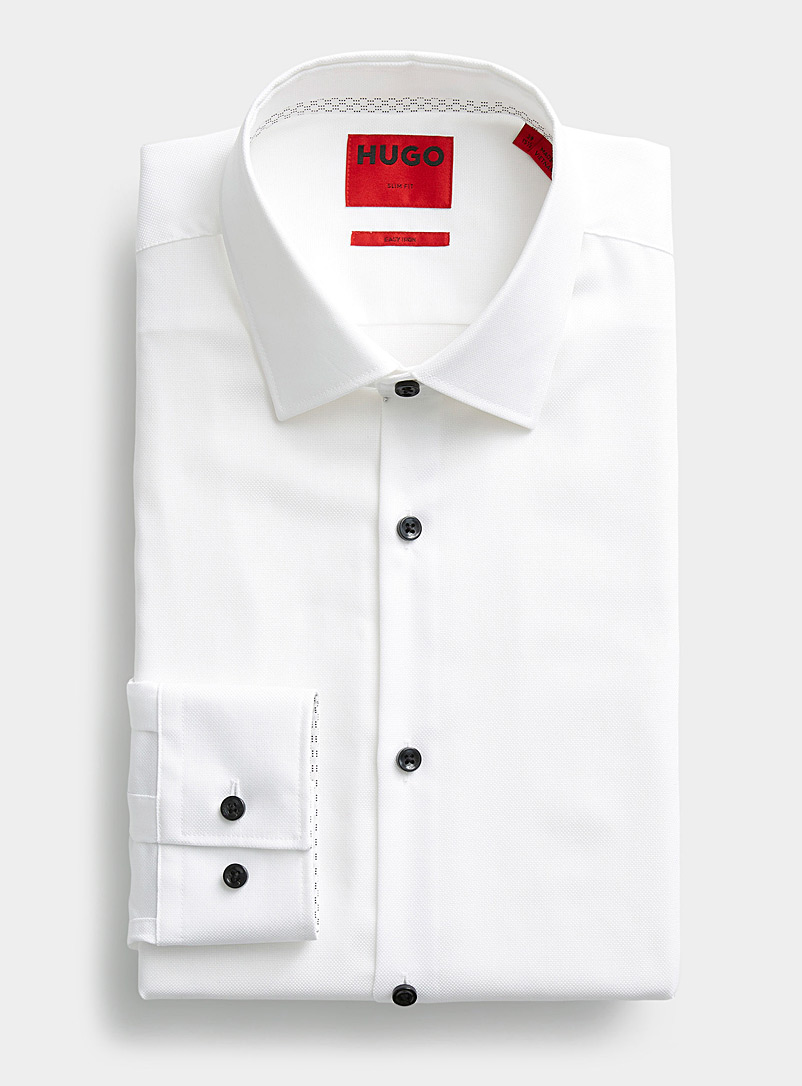 HUGO White Koey Oxford shirt Slim fit for men