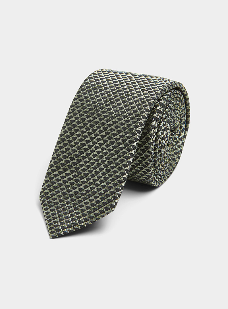 HUGO: La cravate sauge géo Vert foncé-mousse-olive pour homme