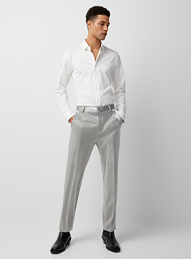 HUGO Grey Metallic silver pant Straight fit for men