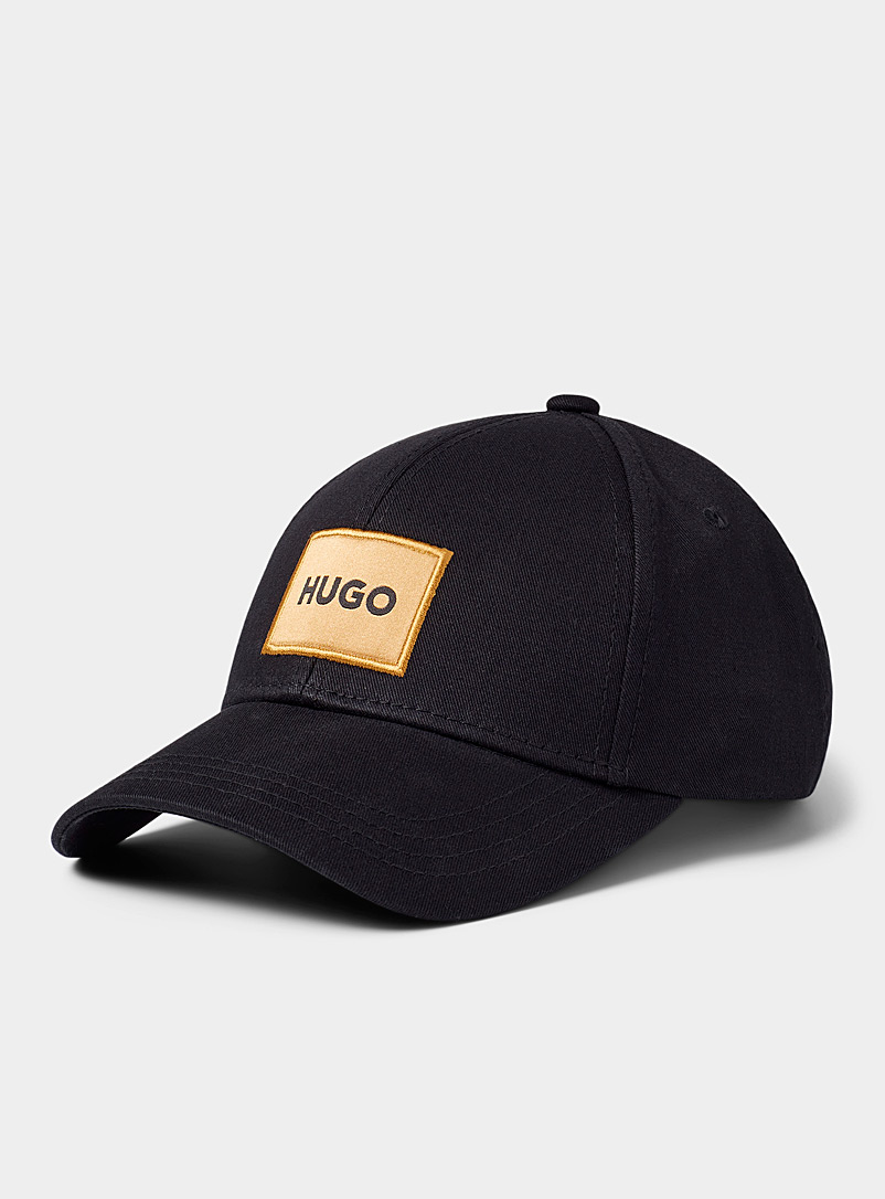 HUGO Black Golden patch baseball cap for men
