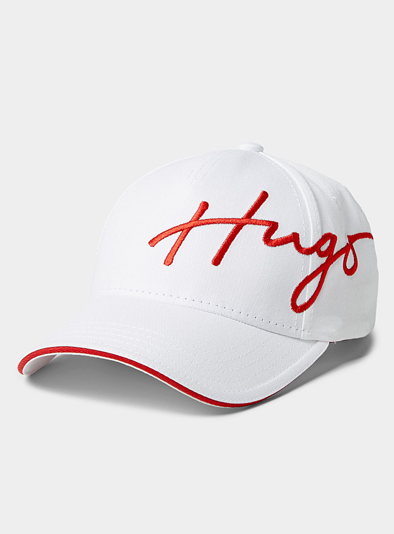 HUGO White Red logo baseball cap for men