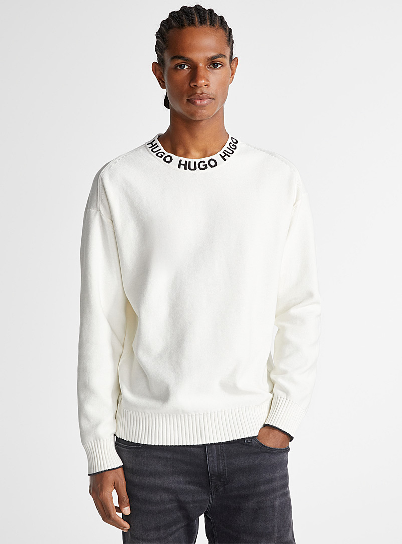 HUGO White Smarlo sweater for men