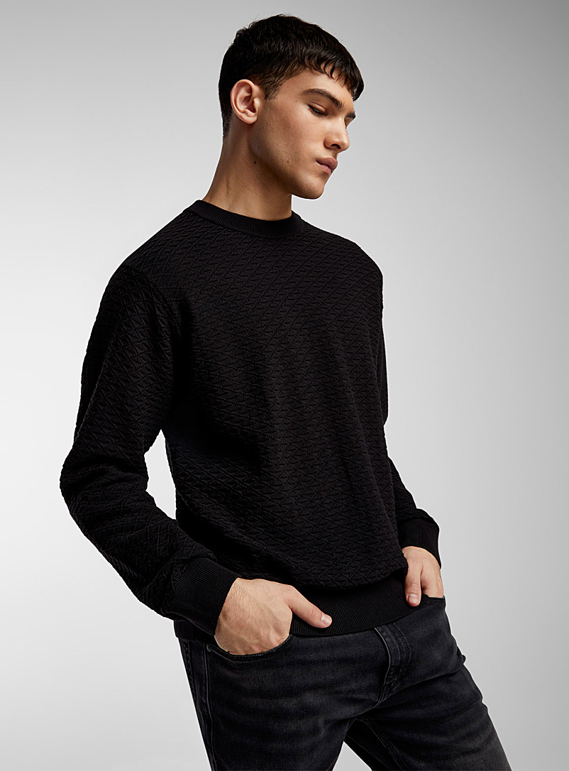 HUGO Black Geo embossed Soderson sweater for men