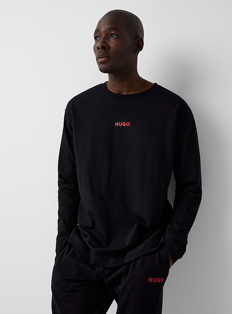 HUGO: Le t-shirt détente noir signature rouge Noir pour homme