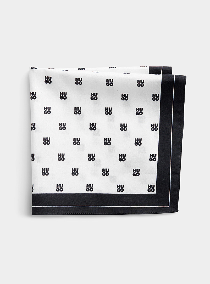 HUGO Patterned White Repeat contrasting monogram pouch for men