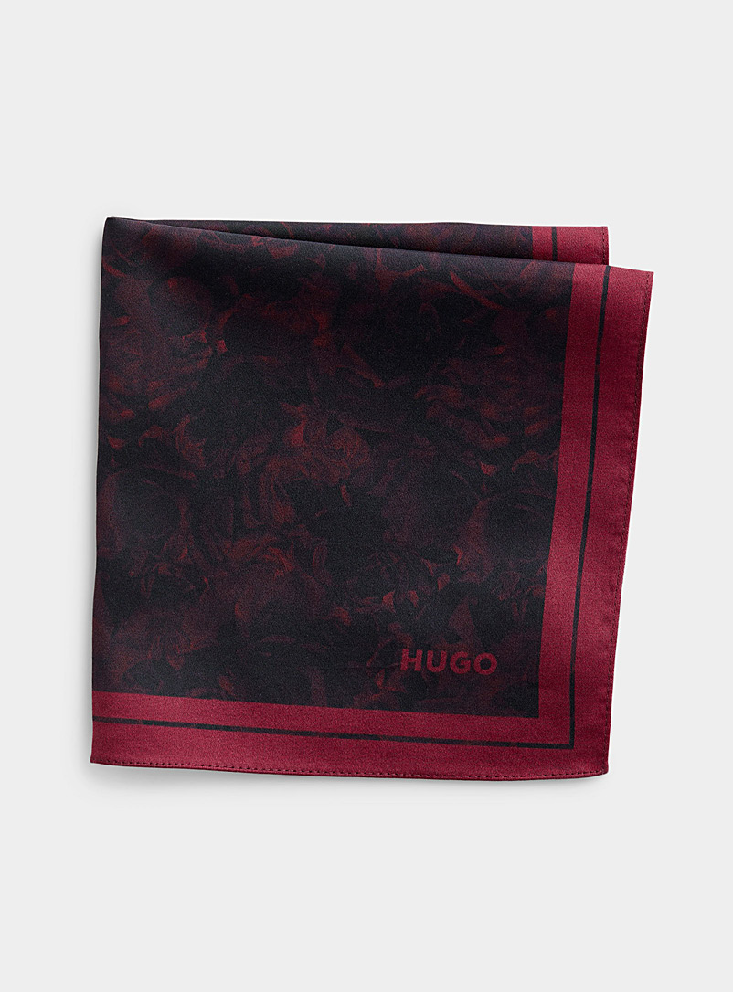 HUGO: La pochette silhouettes florales bordeaux Rouge moyen-framboi-ceris pour homme